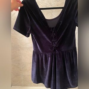 MinkPink blue velvet romper